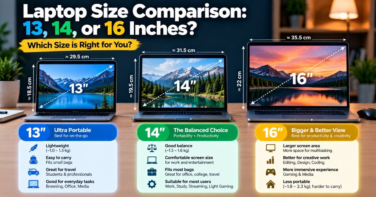 Laptop Size Comparison: 13, 14, or 16 Inches?